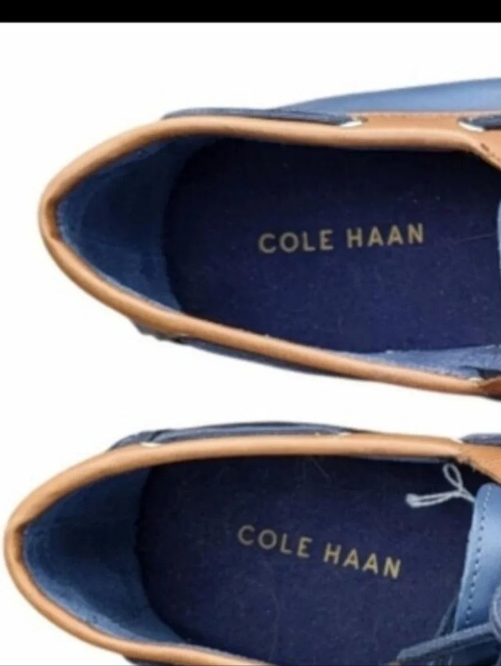 Cole Haan Leather Cornell 2 Eye Blue Brown Boat Shoe Loafer Preppy Dress Men 9